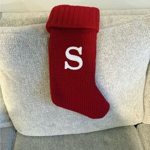 Red Knit Christmas Stocking with Initial 'S'